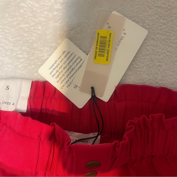 NWT a loves a bright berry red Button Down Paper Bag skirt women's small - Picture 8 of 12